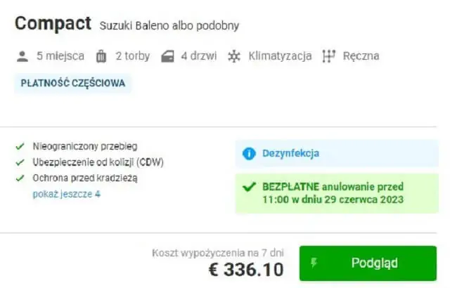 Ceny za wynajem samochodu na lotnisku Heraklion, Kreta