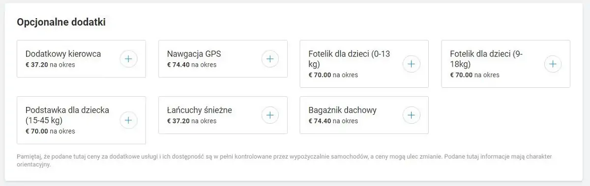Dodatkowe opcje na Discovercars