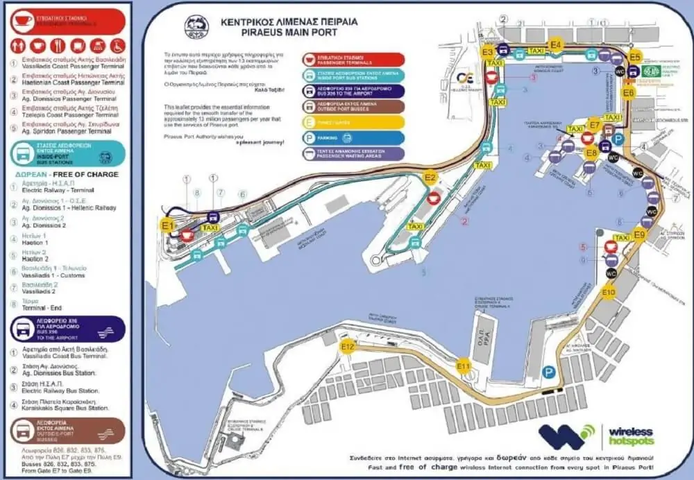 Mapa portu w Pireusie