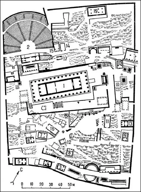 Mapa (plan) Sanktuarium Apollina, Delfy, Grecja