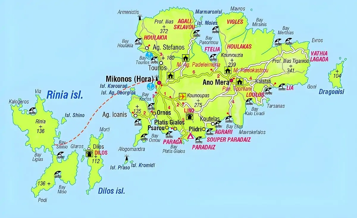Mapa Mykonos