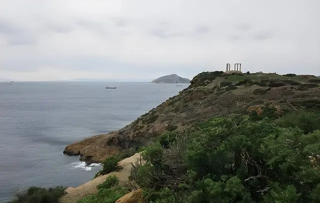 Panoramiczne widoki na przylądku Sounion